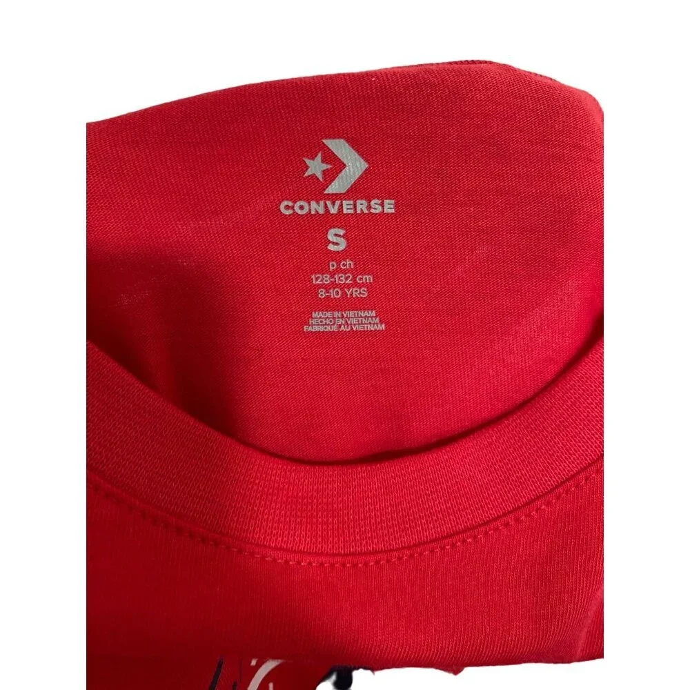 CONVERSE Boys Logo T- Shirt, Crewneck, Size S 8-10 Years, Red